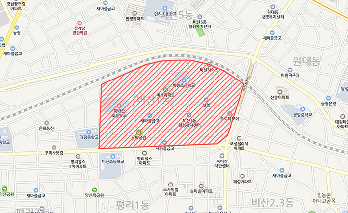 원고개마을 조성사업 지도